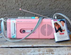 pink & grey cassette player from Etsy